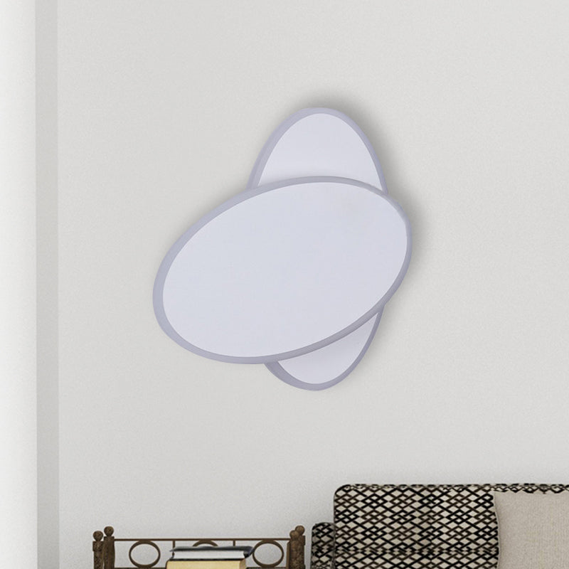 Siopsrl| Modern LED Wall Lamp White/Black Finish Double Oval Wall Light with Acrylic Shade in Warm/White Light