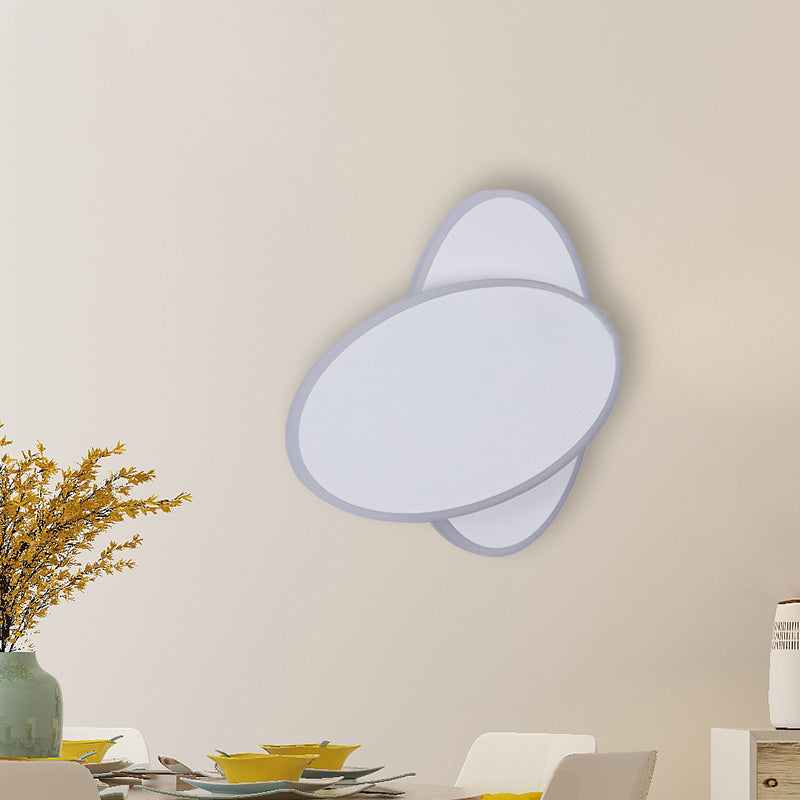 Siopsrl| Modern LED Wall Lamp White/Black Finish Double Oval Wall Light with Acrylic Shade in Warm/White Light
