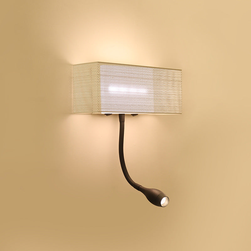 Siopsrl| Metallic Mesh Rectangular Built-in Wall Lamp Modernism LED Wall Light in White with Rotatable Design