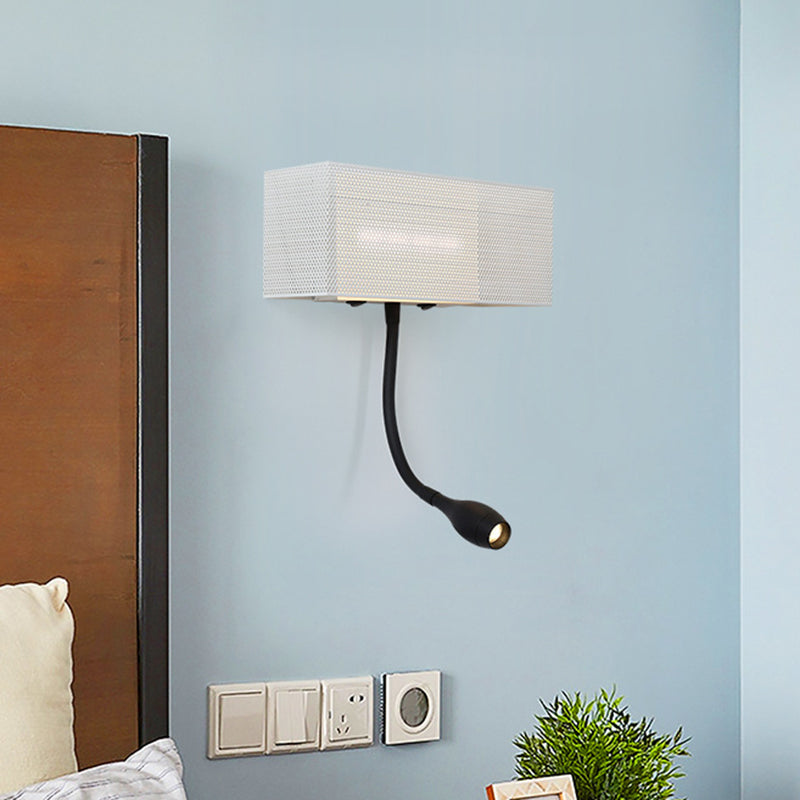 Siopsrl| Metallic Mesh Rectangular Built-in Wall Lamp Modernism LED Wall Light in White with Rotatable Design