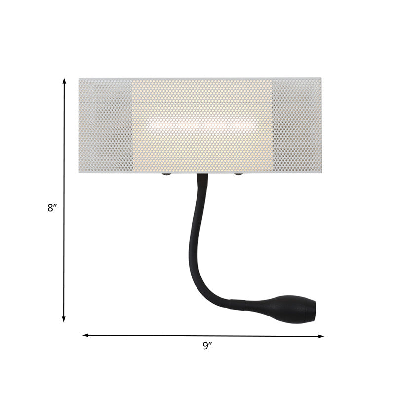 Siopsrl| Metallic Mesh Rectangular Built-in Wall Lamp Modernism LED Wall Light in White with Rotatable Design