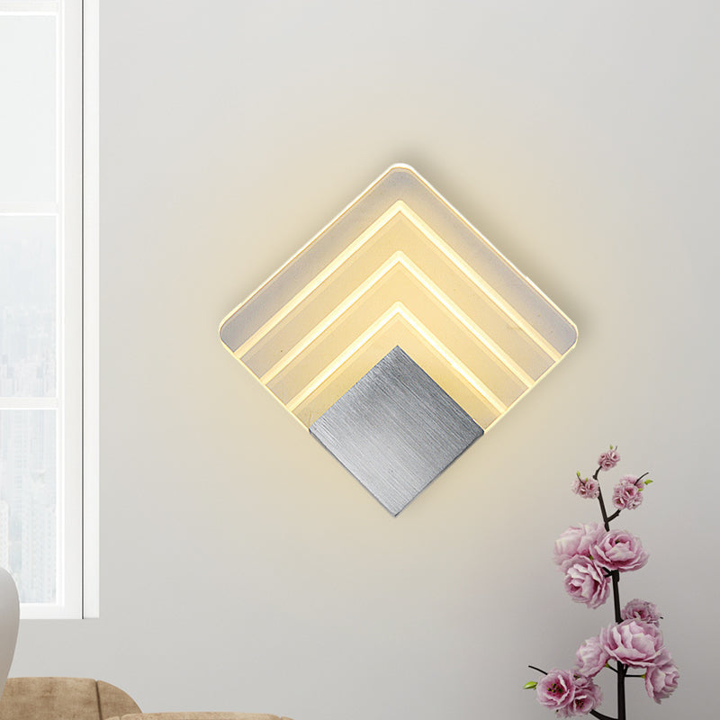Siopsrl| Modernism Squared Wall Light Metal 5.5"/8" B LED Corner Wall Light in Black/Silver with Acrylic Shade