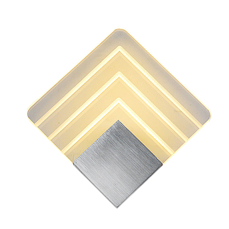 Siopsrl| Modernism Squared Wall Light Metal 5.5"/8" B LED Corner Wall Light in Black/Silver with Acrylic Shade