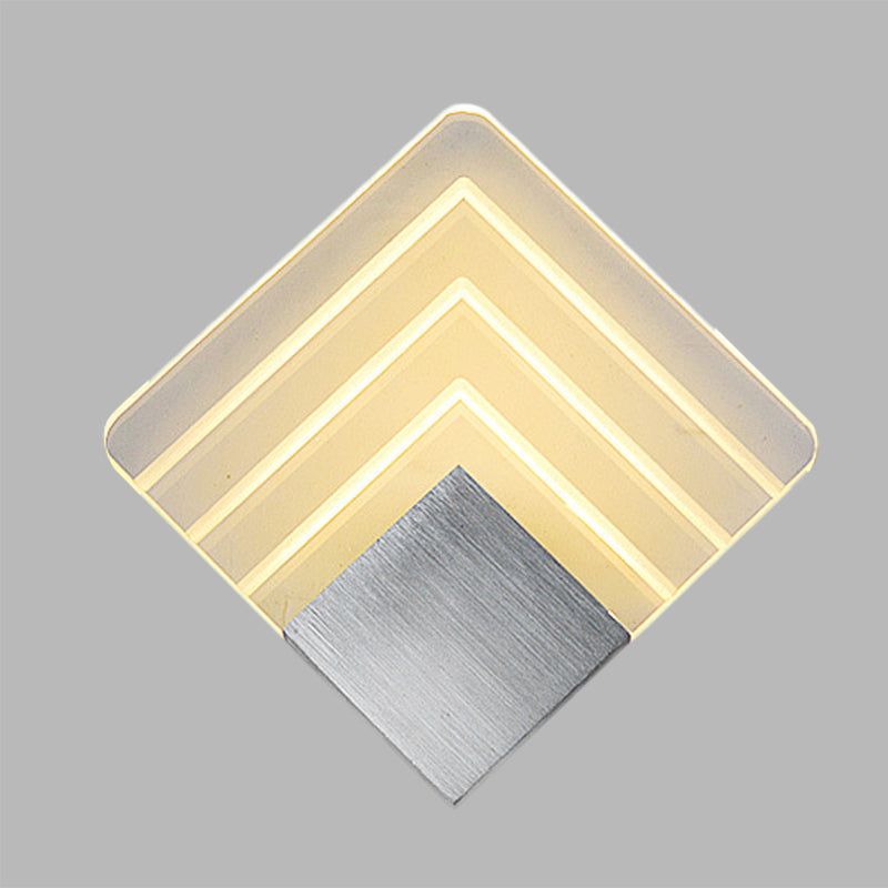 Siopsrl| Modernism Squared Wall Light Metal 5.5"/8" B LED Corner Wall Light in Black/Silver with Acrylic Shade