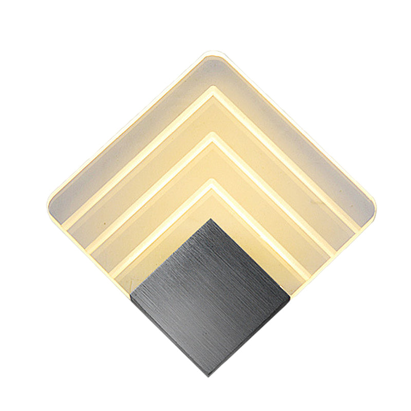 Siopsrl| Modernism Squared Wall Light Metal 5.5"/8" B LED Corner Wall Light in Black/Silver with Acrylic Shade