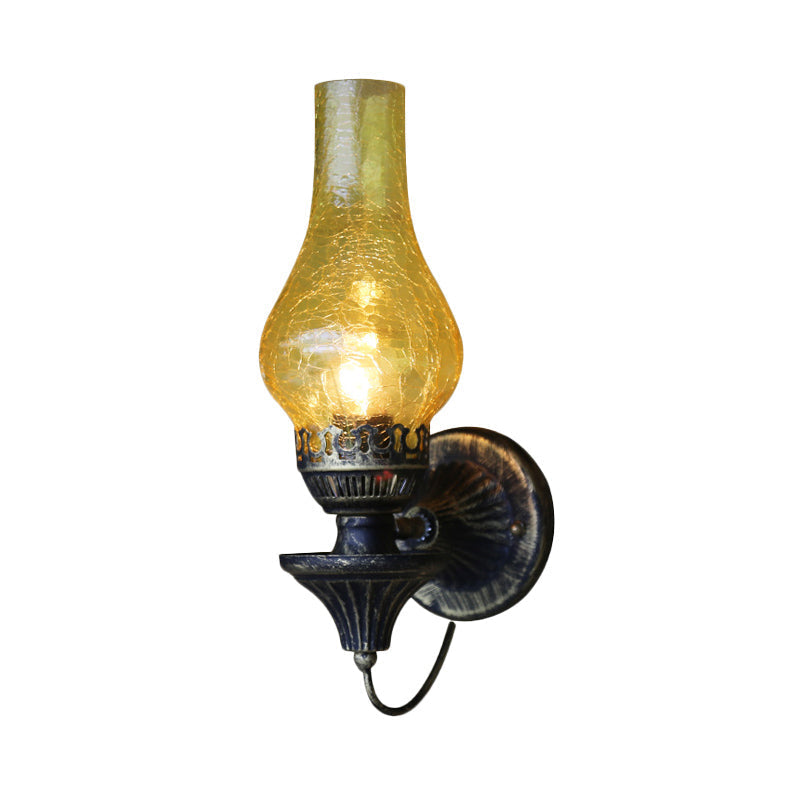 Siopsrl| Factory Vase Shadow Wall Lamp 1 Head Yellow/Clear Crackle Glass Wall Lighting Fixture for Outdoor