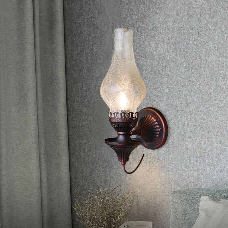 Siopsrl| Factory Vase Shadow Wall Lamp 1 Head Yellow/Clear Crackle Glass Wall Lighting Fixture for Outdoor