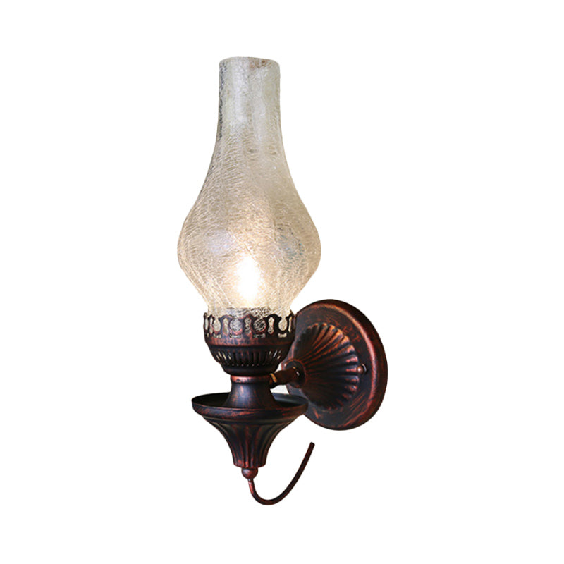 Siopsrl| Factory Vase Shadow Wall Lamp 1 Head Yellow/Clear Crackle Glass Wall Lighting Fixture for Outdoor