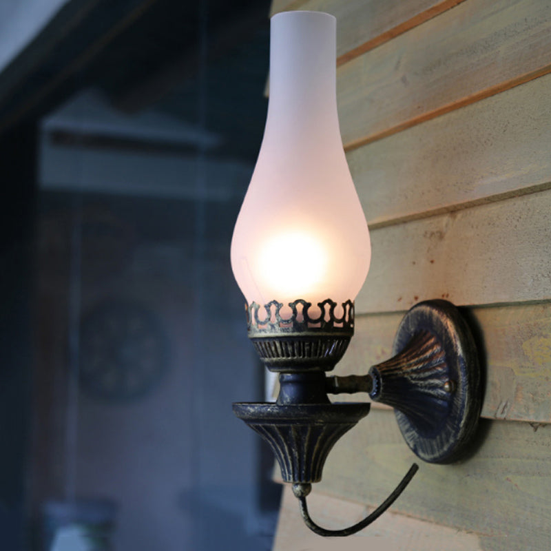 Siopsrl| Factory Vase Shadow Wall Lamp 1 Head Yellow/Clear Crackle Glass Wall Lighting Fixture for Outdoor