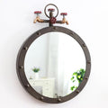 Industrial-Style Round Wall Mirror with Vintage Pipe Design Siopsrl