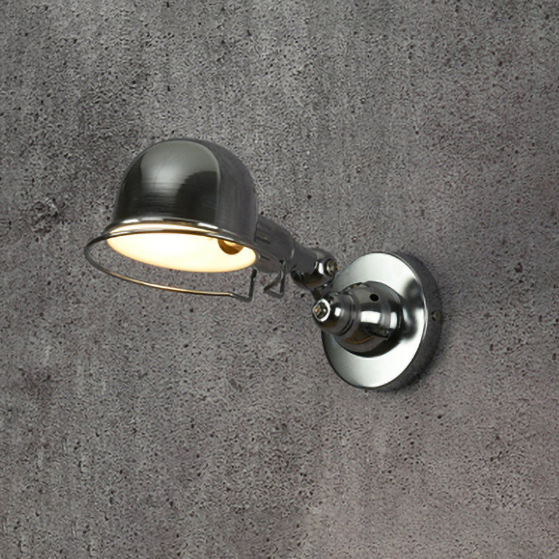 Siopsrl| Metallic Dome Shade Wall Lighting Vintage Style 1 Light Bedroom Rotatable Wall Lamp with Ring in White/Red