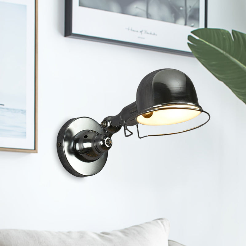 Siopsrl| Metallic Dome Shade Wall Lighting Vintage Style 1 Light Bedroom Rotatable Wall Lamp with Ring in White/Red