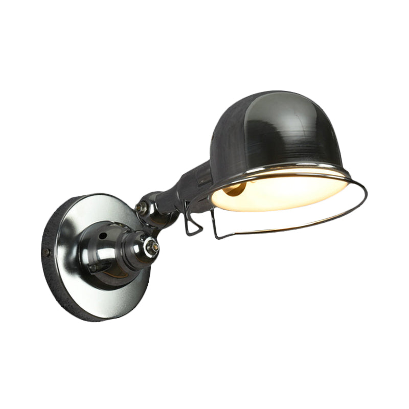 Siopsrl| Metallic Dome Shade Wall Lighting Vintage Style 1 Light Bedroom Rotatable Wall Lamp with Ring in White/Red