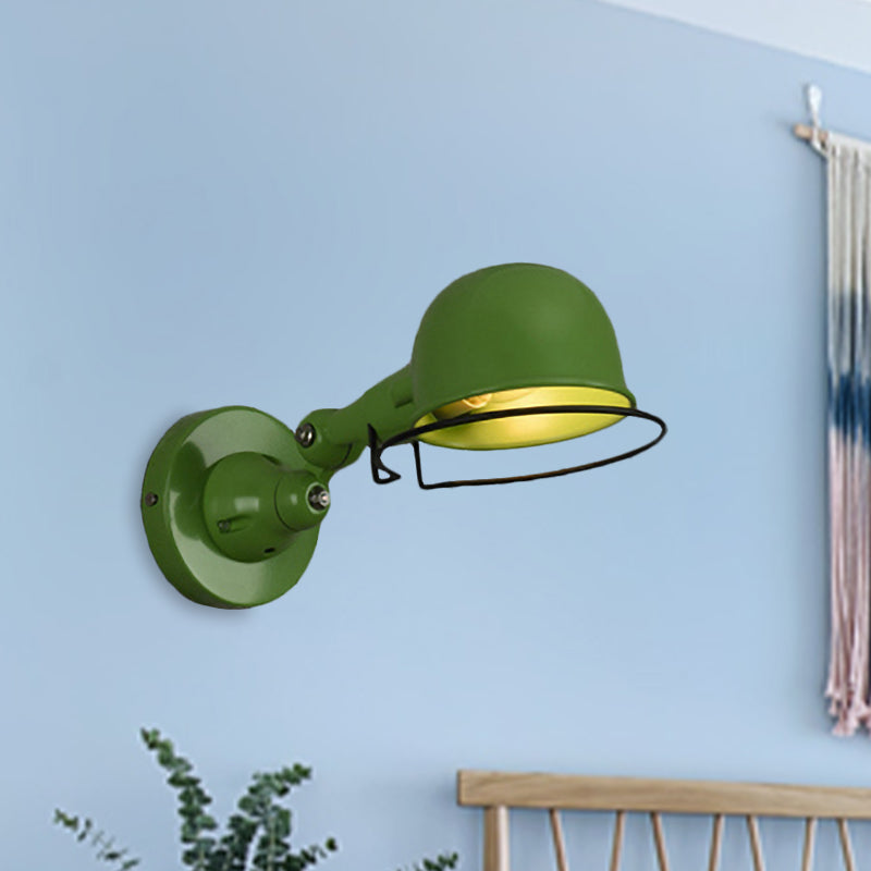 Siopsrl| Metallic Dome Shade Wall Lighting Vintage Style 1 Light Bedroom Rotatable Wall Lamp with Ring in White/Red