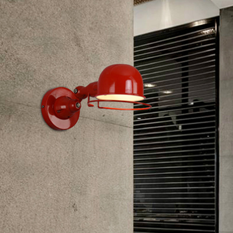 Siopsrl| Metallic Dome Shade Wall Lighting Vintage Style 1 Light Bedroom Rotatable Wall Lamp with Ring in White/Red