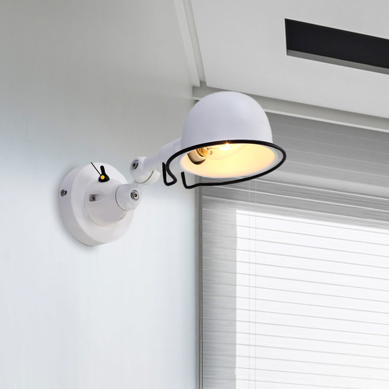Siopsrl| Rust/White Dome Wall Lamp Sconces Retro Style 1 Light Dining Room Adjustable Wall Lighting with Ring