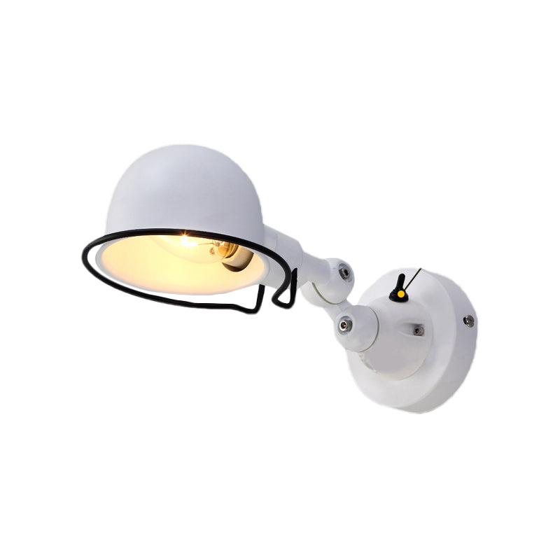 Siopsrl| Rust/White Dome Wall Lamp Sconces Retro Style 1 Light Dining Room Adjustable Wall Lighting with Ring