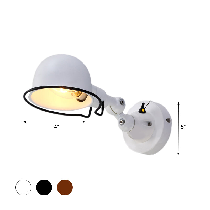 Siopsrl| Rust/White Dome Wall Lamp Sconces Retro Style 1 Light Dining Room Adjustable Wall Lighting with Ring
