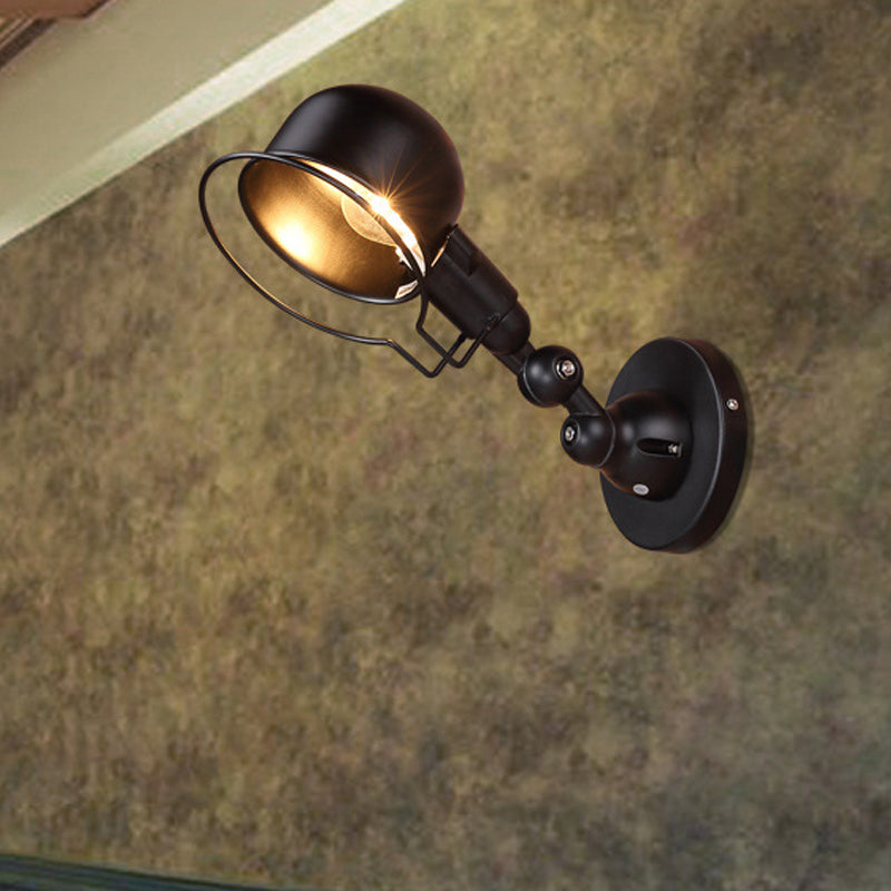 Siopsrl| Rust/White Dome Wall Lamp Sconces Retro Style 1 Light Dining Room Adjustable Wall Lighting with Ring