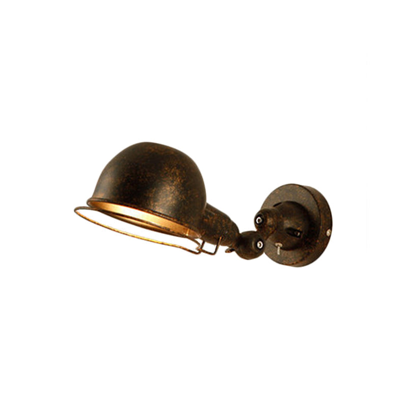 Siopsrl| Rust/White Dome Wall Lamp Sconces Retro Style 1 Light Dining Room Adjustable Wall Lighting with Ring