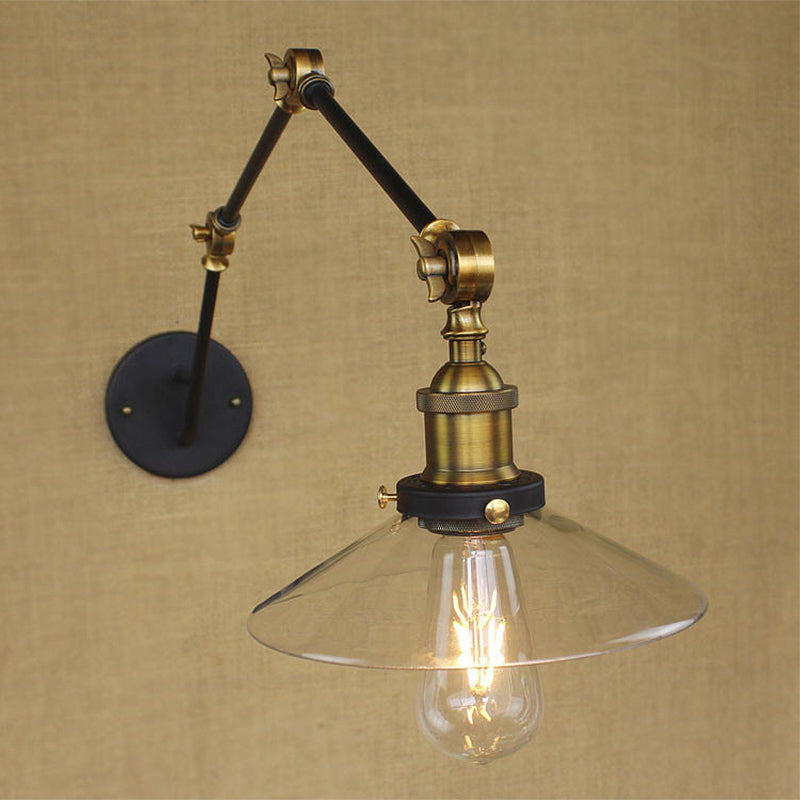 Siopsrl| Brass Width Torch Wall Lighting Antique Clear Glass 1 Light Café Wall Light Lighting System