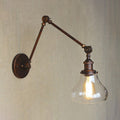 Siopsrl| Clear Glass Pear Shade Wall Lamp Antique 1 Light Living Room Lighting Fixture in Rustic Copper