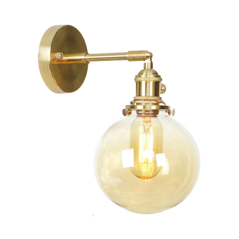 Siopsrl| Retro Style Ball Wall Lamp Lighting Amber Glass 1 Light Wall Light Fixture Outdoor