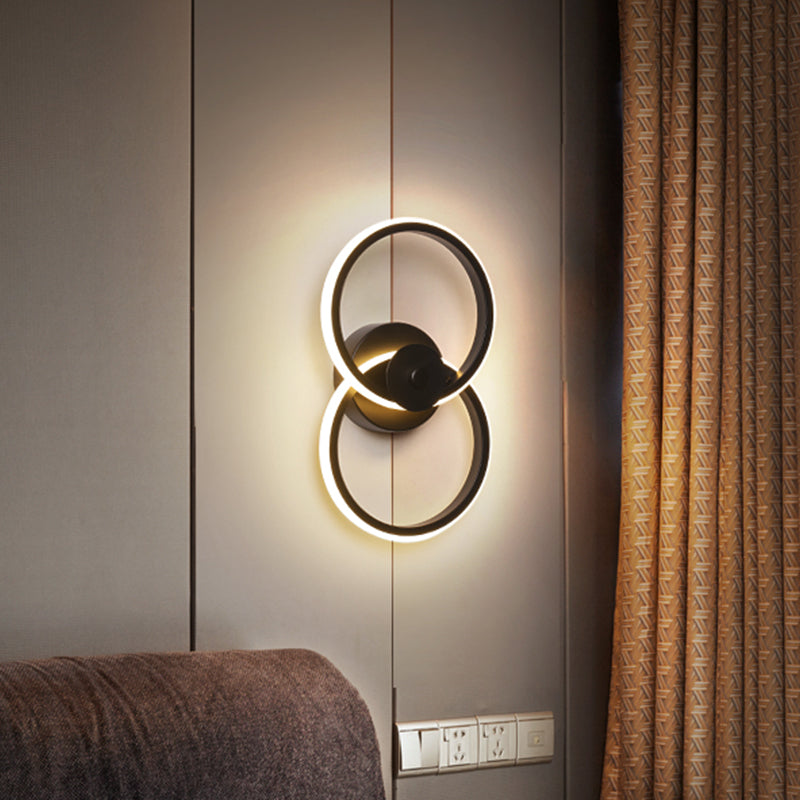 Siopsrl| Ring Flush Mount Wall Lamp Minimalistic Acrylic Black/White LED Wall Lighting Ideas in Warm/White Light