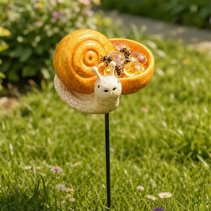 Help Pollinators Thrive! | Frog. Snail & Ladybug Water Bowl Deco