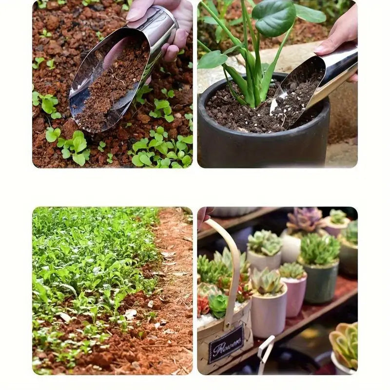 Siopsrl| Stainless Steel Scoop for Potting Soil – Robust Planting Scoop for Garden and Balcony