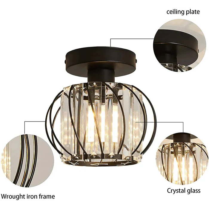Siopsrl| Pendant Light Black Glass Globe Ceiling Fixture
