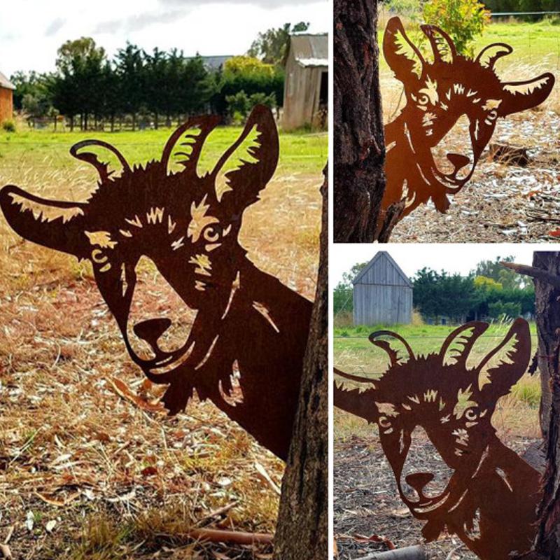 Outdoor Garden Farm Peeping Goat Metal Artwork Indoor Decoration | Siopsrl