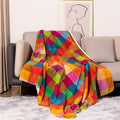 Siopsrl| Coral fleece blanket – Reversible thick Sherpa blanket with a colorful checkered pattern