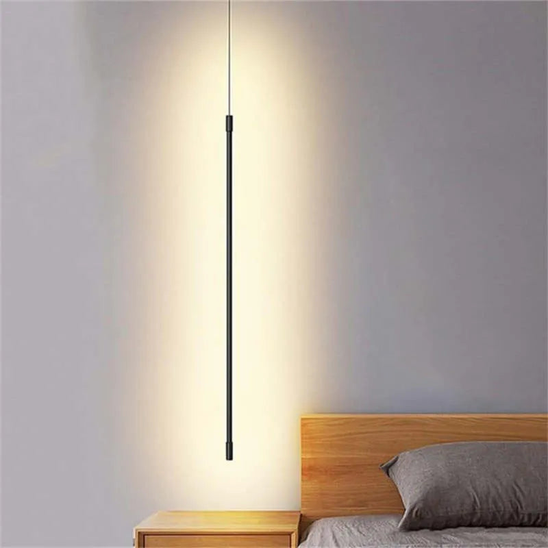 Siopsrl| Pendant Light Slim Black Metal Bedroom Lamp