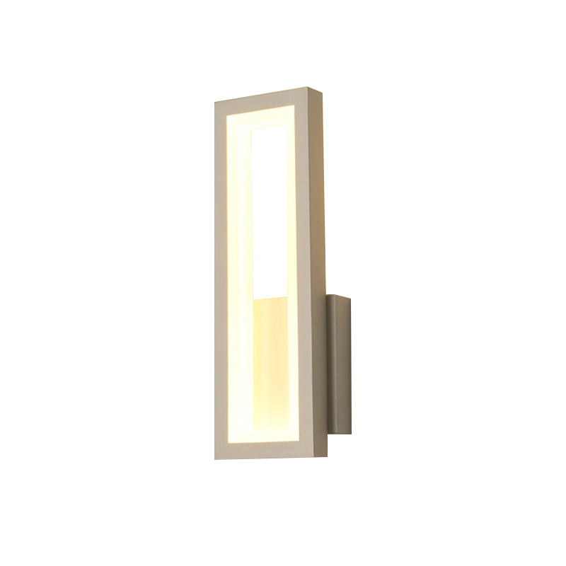 Siopsrl| White/Black/Gold Rectangular Frame Wall Light Minimalistic LED Metal Wall Mount Light Fixture in White/Warm Light