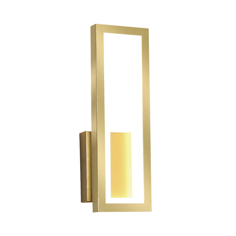 Siopsrl| White/Black/Gold Rectangular Frame Wall Light Minimalistic LED Metal Wall Mount Light Fixture in White/Warm Light