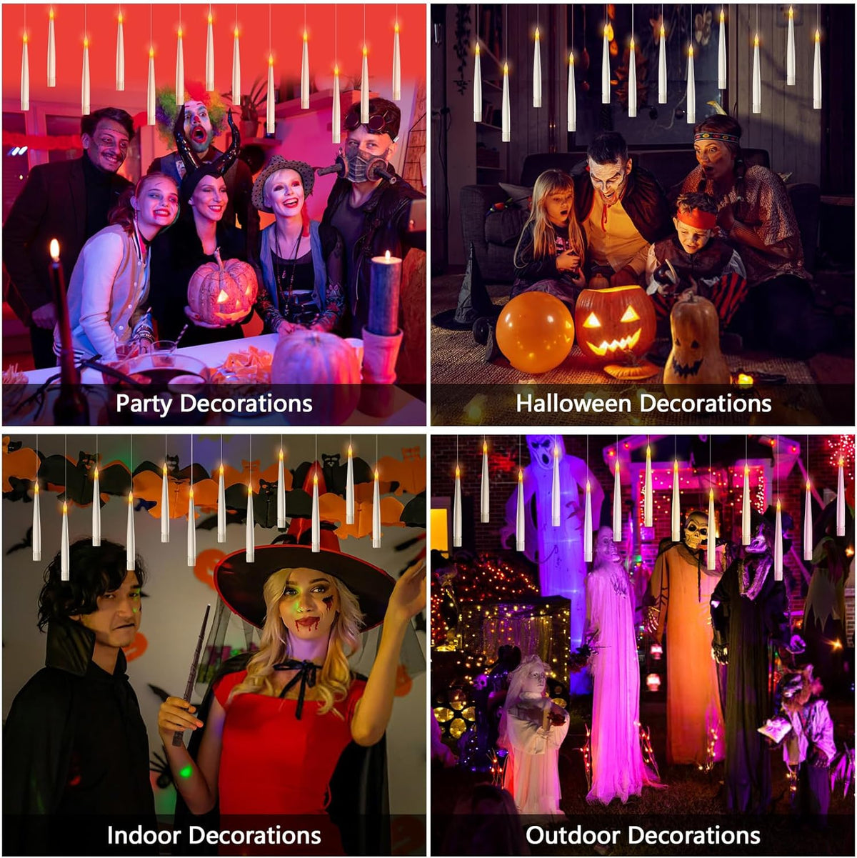 HALLOWEEN DECORATION CANDLES - 20PCS FLOATING CANDLES WITH WAND REMOTE - Siopsrl