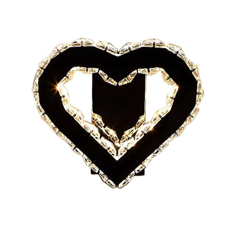 Siopsrl| LED Love Heart Wall Lighting Modernism Black Faceted Crystal Wall Lighting Ideas for Bedroom