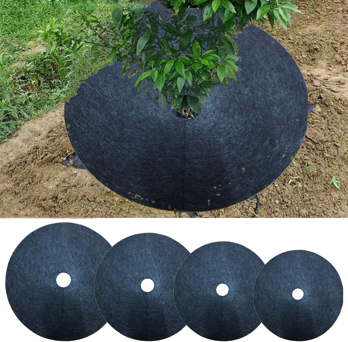 Siopsrl| Weed fleece tree disk – Breathable root protection mat for garden and plants