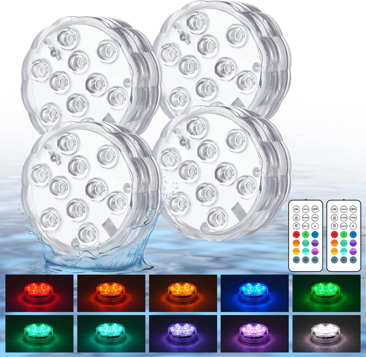 Pool Lights with Remote, 10 Color Changing Pool Lights