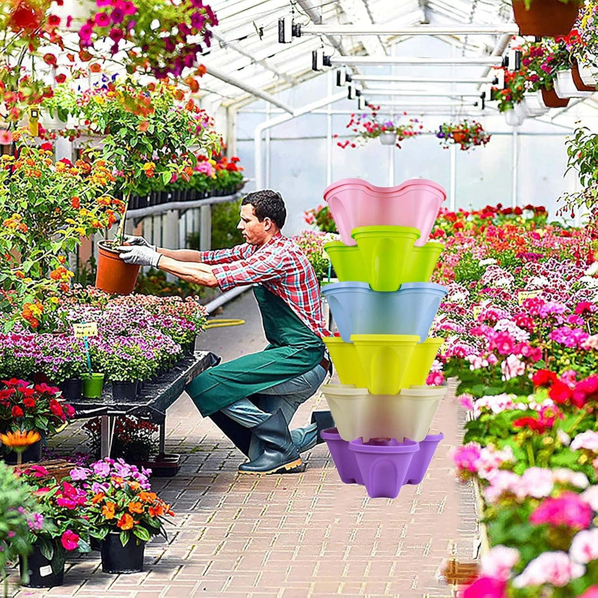 Siopsrl| Stackable Plant Tower for Herbs and Vegetables – Vertical Garden Plant Pots for Indoor and Outdoor