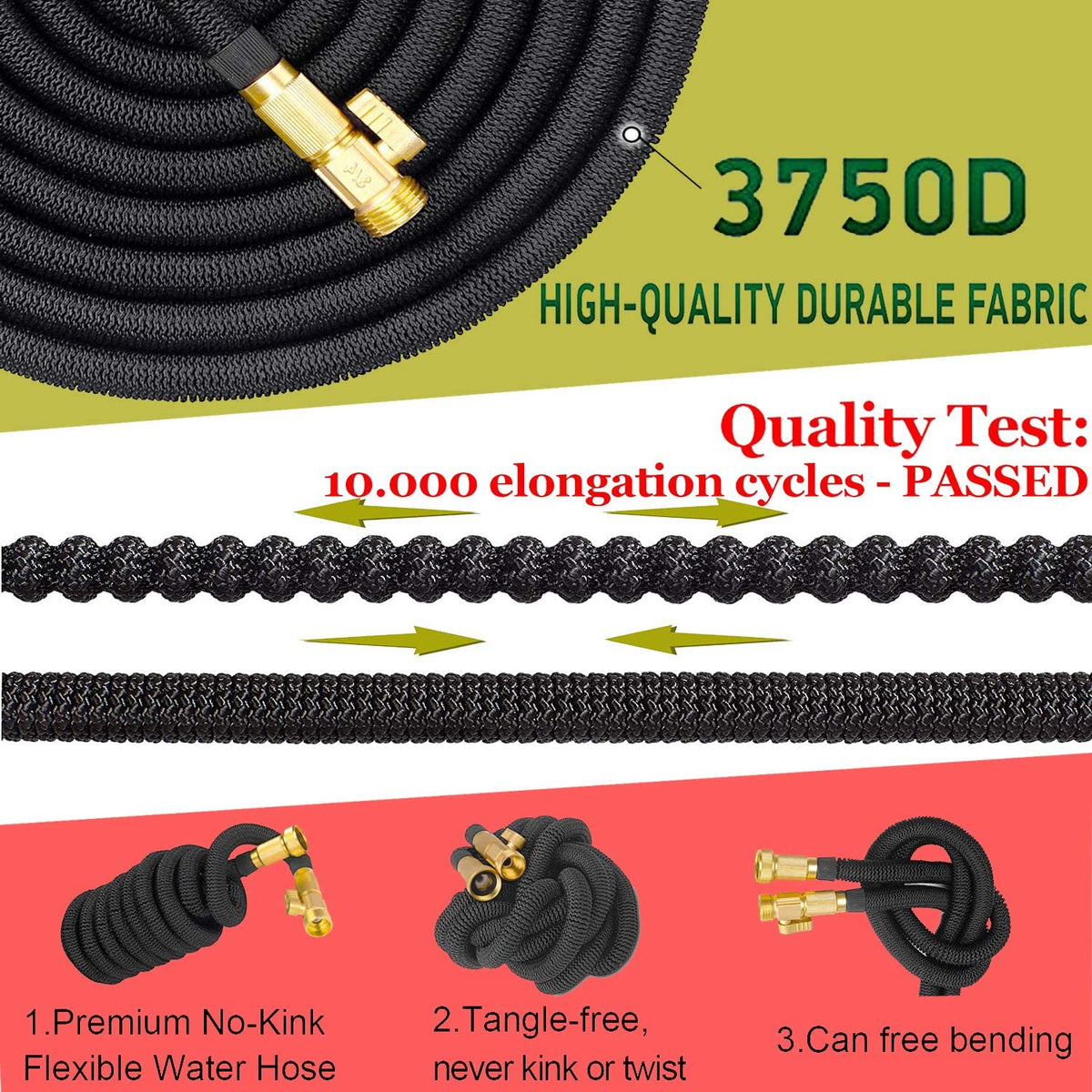 Siopsrl| AquaFlex Expandable Garden Hose – Lightweight, Flexible, Leakproof Water Hose with Brass Connectors