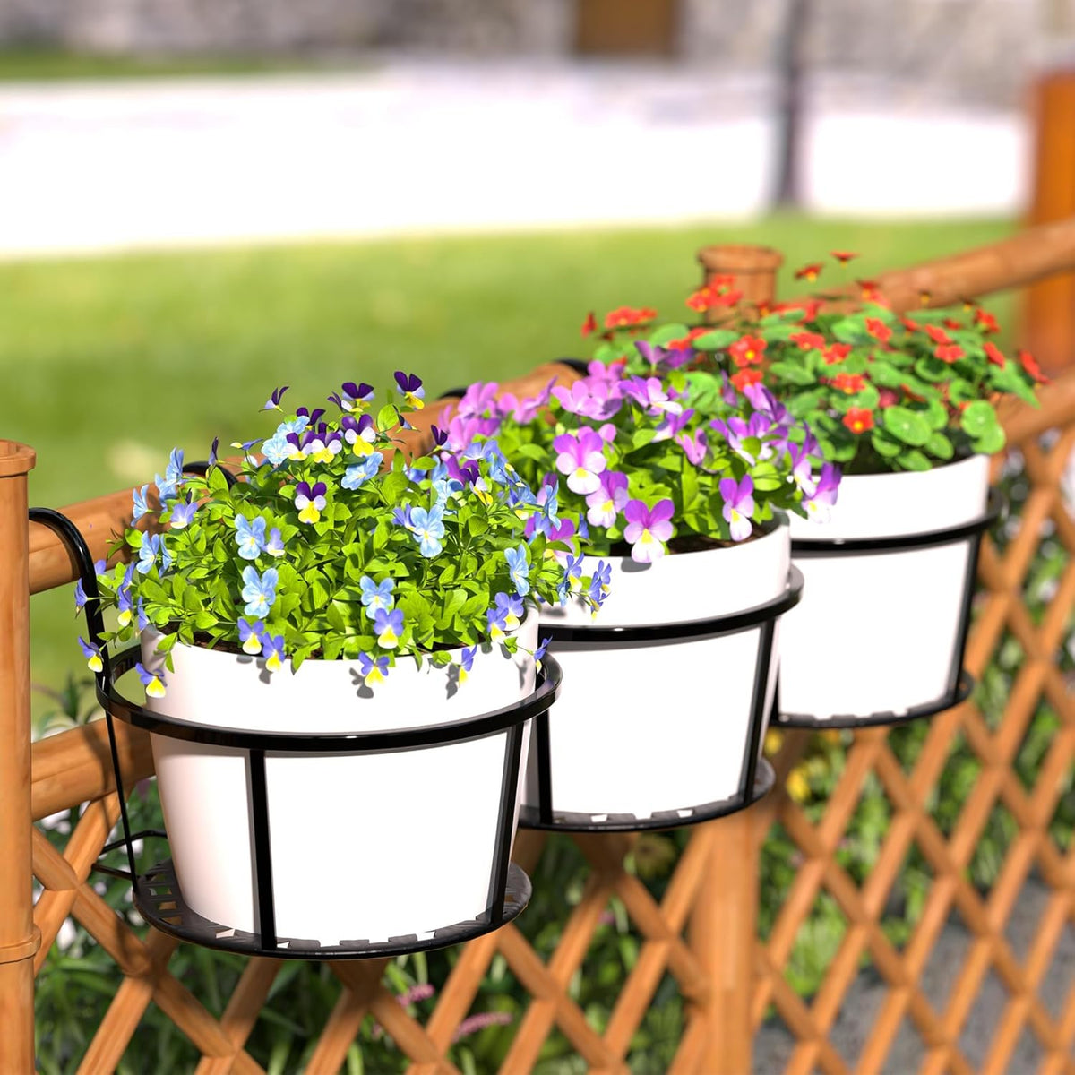 Siopsrl| Hanging Plant Basket made of Metal – Balcony Planter Pot with Hook for Garden and Terrace