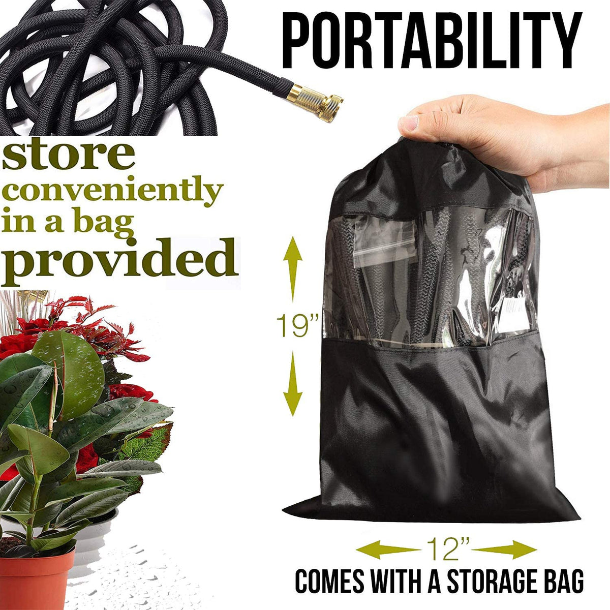 Siopsrl| AquaFlex Expandable Garden Hose – Lightweight, Flexible, Leakproof Water Hose with Brass Connectors