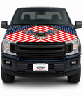 American Flag Car Hood Cover With Dual Triangle Clips Fits Trucks SUVs Sedans Jeep Commemorative Edition