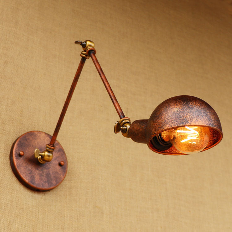 Siopsrl| 1 Light Scale Wall Lamp Fixture Antique Style Rust Metal Wall Lamp with Rotatable Arm for Study Room