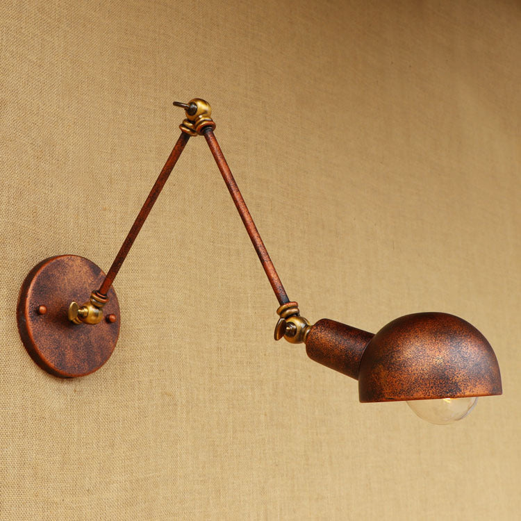 Siopsrl| 1 Light Scale Wall Lamp Fixture Antique Style Rust Metal Wall Lamp with Rotatable Arm for Study Room