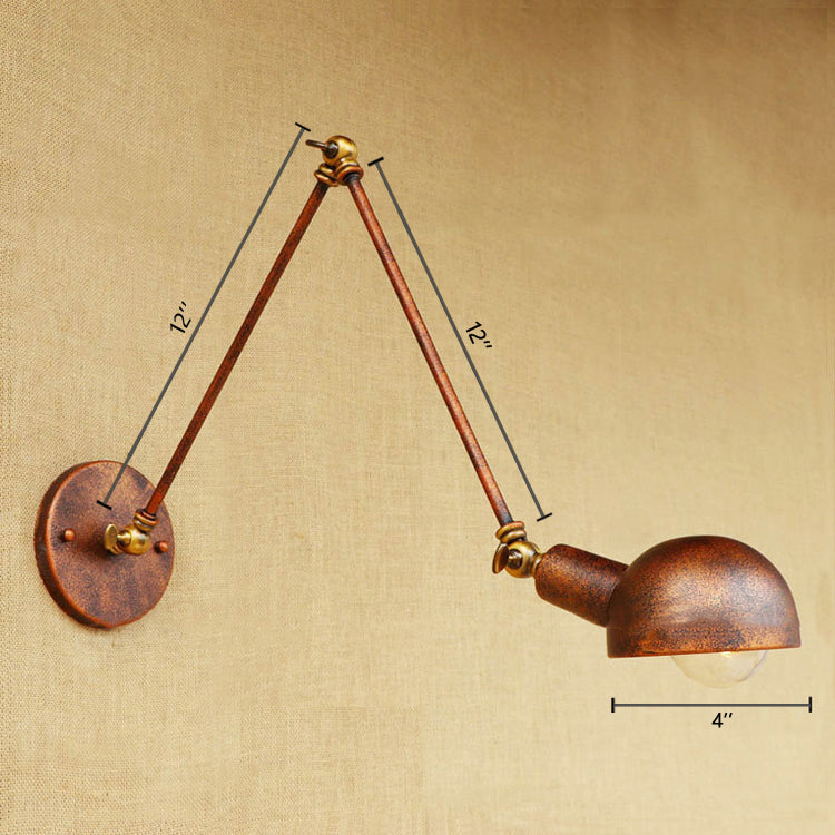 Siopsrl| 1 Light Scale Wall Lamp Fixture Antique Style Rust Metal Wall Lamp with Rotatable Arm for Study Room