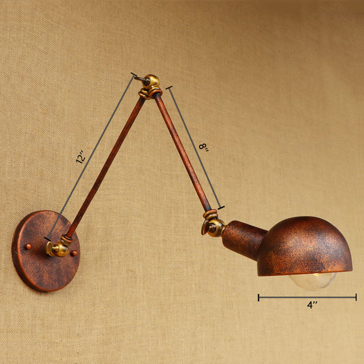 Siopsrl| 1 Light Scale Wall Lamp Fixture Antique Style Rust Metal Wall Lamp with Rotatable Arm for Study Room