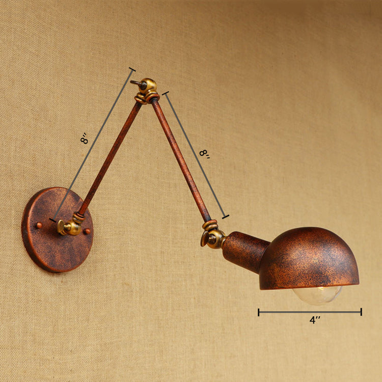 Siopsrl| 1 Light Scale Wall Lamp Fixture Antique Style Rust Metal Wall Lamp with Rotatable Arm for Study Room
